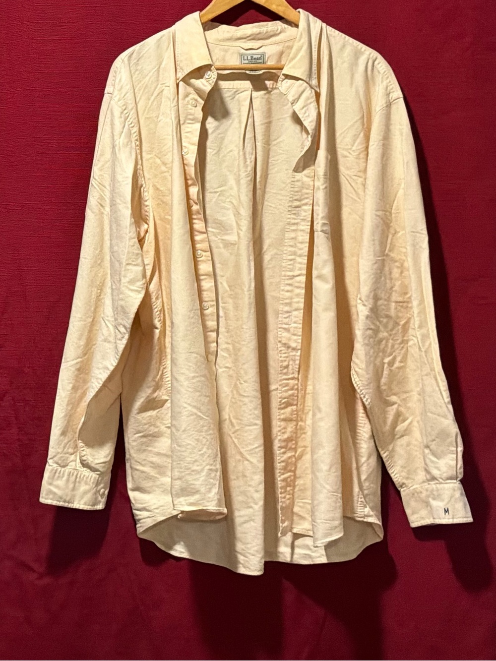 L.L. Bean Light yellow mens button shirt